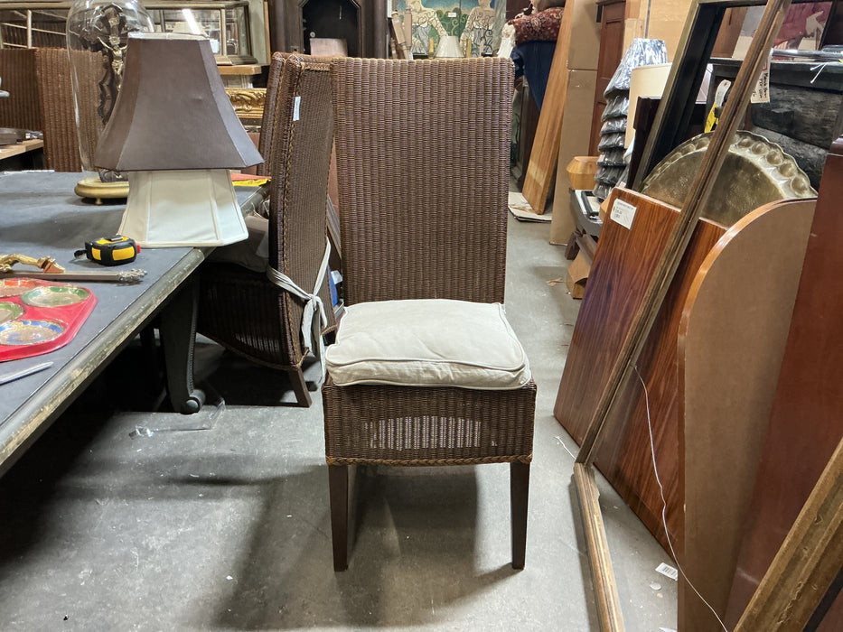 SET OF 6 TALL BROWN WICKER LLOYD LOOM CHAIRS