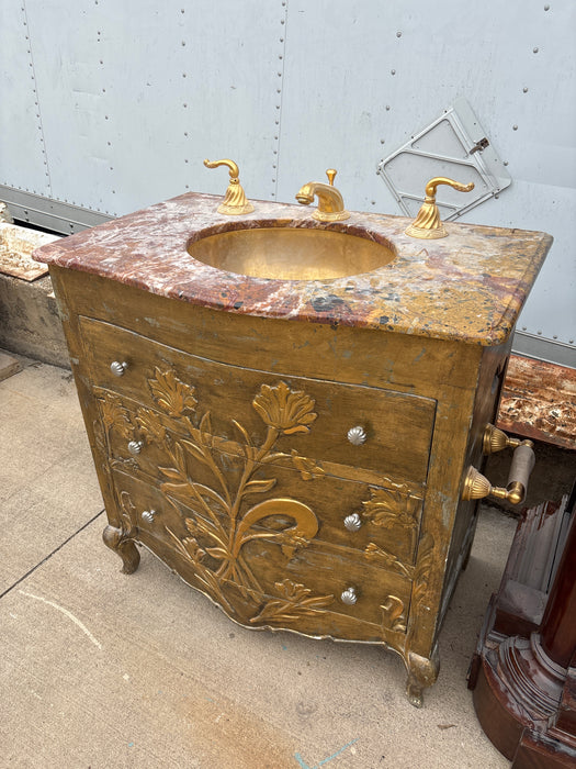 MARBLE TOP SINK BASIN