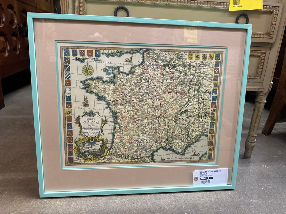 FRAMED MAP-CARTE DE FRANCE