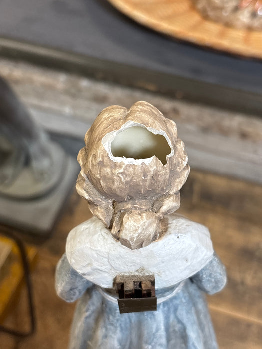 LADY HOLDING BIRD ON STAND - AS FOUND