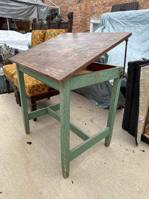 WOODEN DRAFTING TABLE WITH PAINTED LEGS