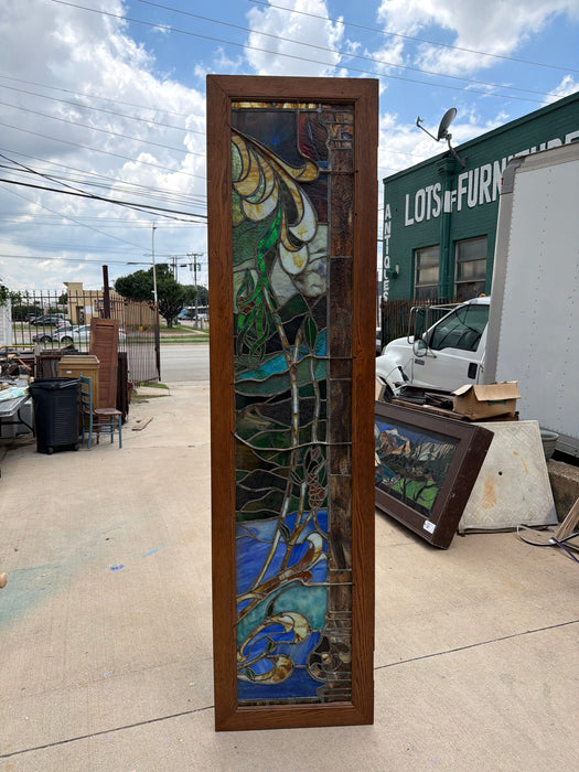 FRAMED ART NOUVEAU STAINED GLASS PANEL