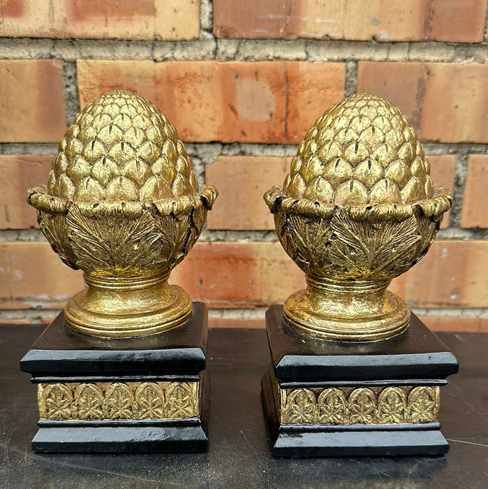 PAIR OF ARTICHOKE GOLD BOOKENDS NOT OLD