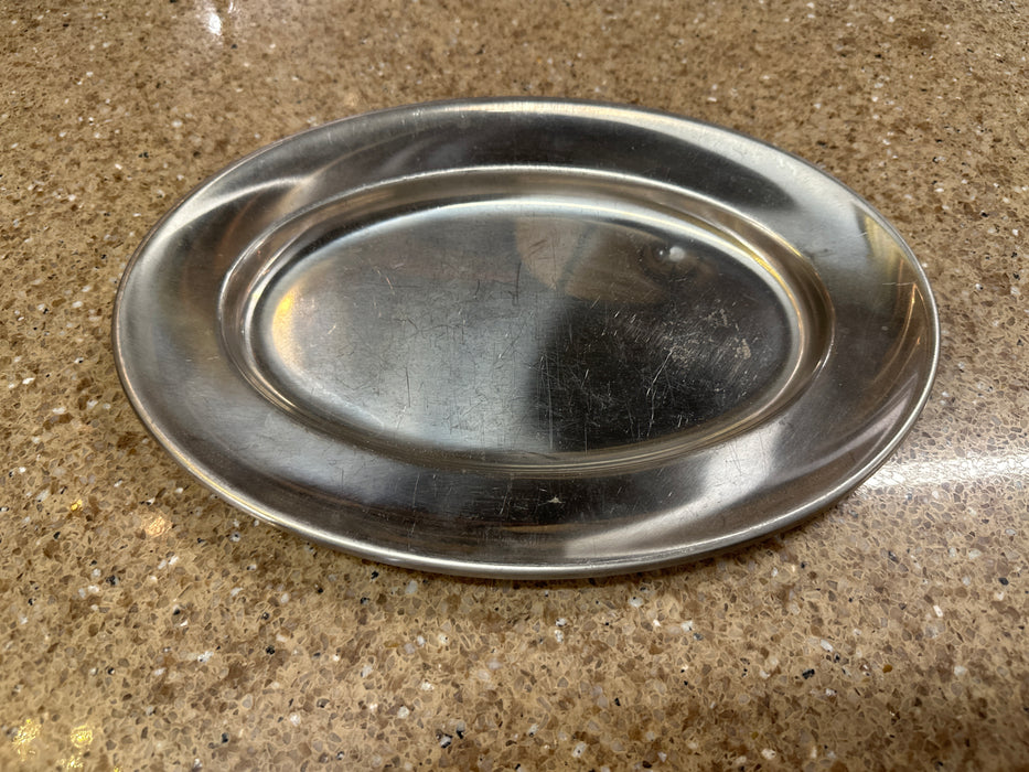 MIDCENTURY STEEL SERVING DISH AS FOUND