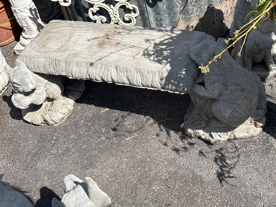 LARGE 3 PIECE CONCRETE SQUIRREL BENCH