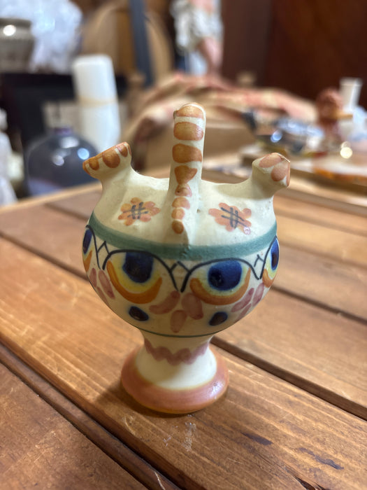 MINIATURE GREEN, PINK AND BLUE WINE BOTTLE