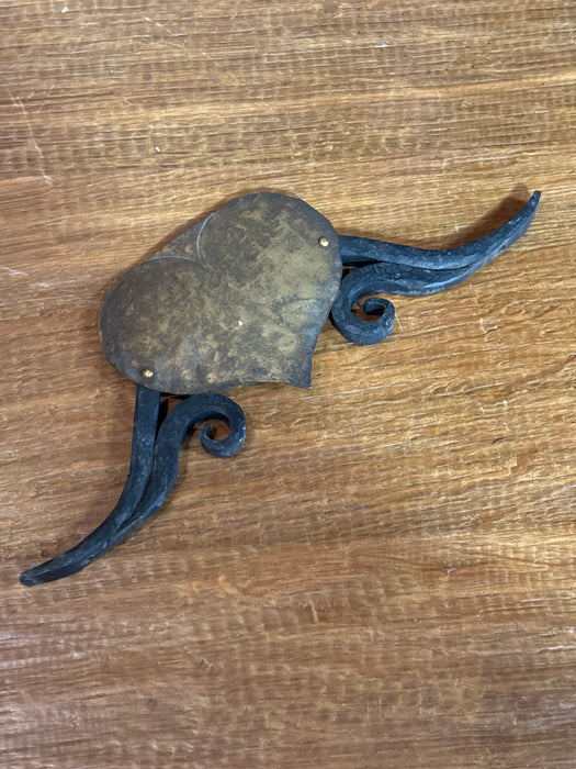 PAIR OF BRASS AND IRON HEART SHAPED ACCOUTREMENT