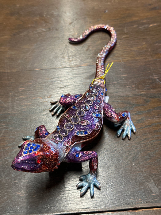 SMALL ENAMELED AND JEWELED  LIZARD BOX