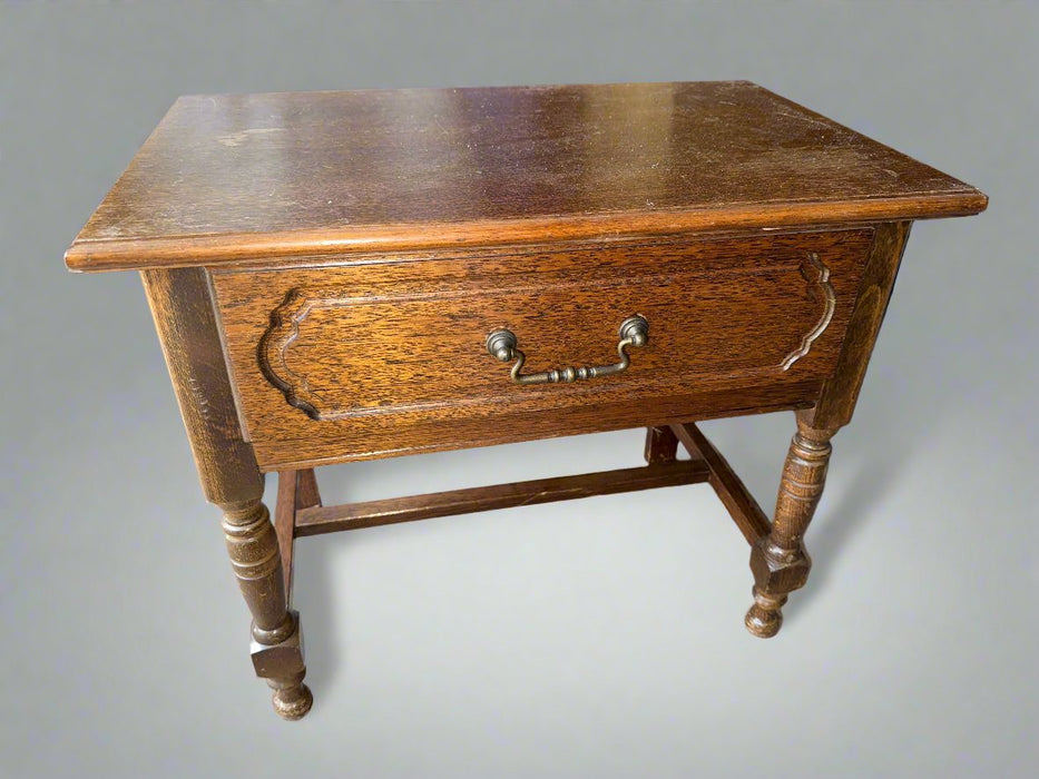 PAIR OF LITTLE OAK DRAWER TABLES