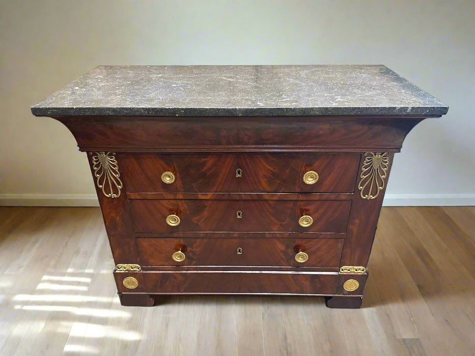 BLACK MARBLE TOP EMPIRE CHEST