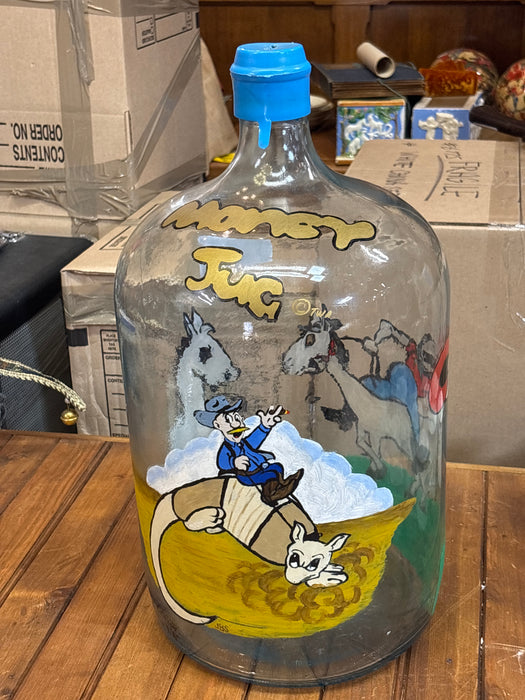 LARGE PAINTED GLASS JUG