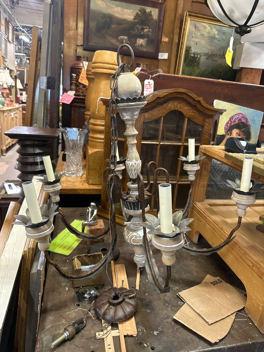 WOOD AND METAL CHANDELIER
