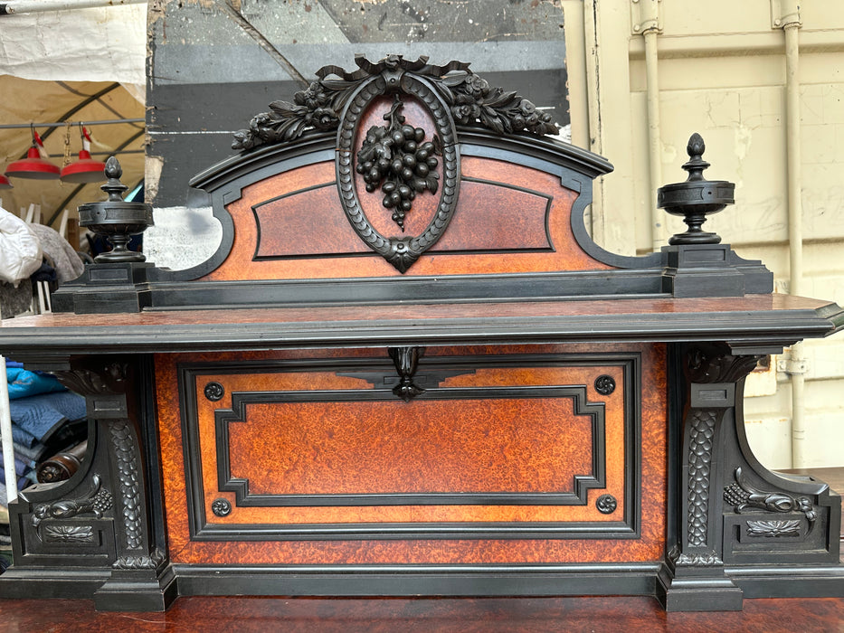 1860S BURLED AND EBONIZED SIDEBOARD  WITH ROSEWOOD TRIM