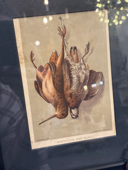 SMALL FRAMED MORT BIRD PRINT - WOODCOCK AND QUAIL