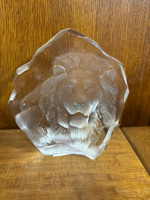 MATS JONASSON SWEDISH CRYSTAL LION BOOK END