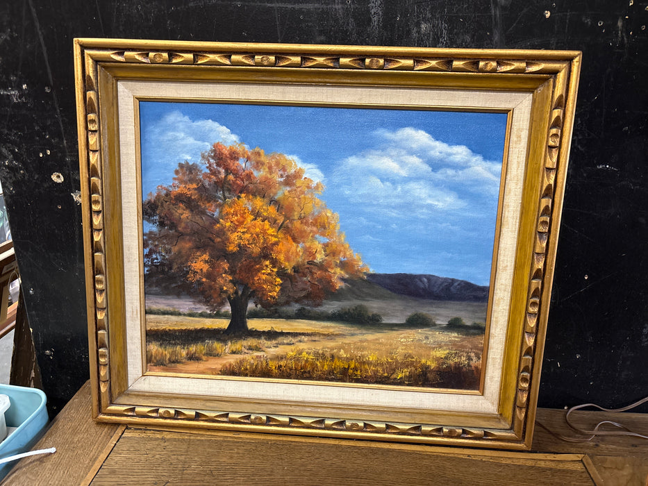 OIL PAINTING ON CANVAS OF ORANGE TREE - SIGNED SHIRLEY DOWD