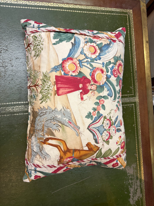 SMALL FABRIC PILLOW WITH RED STRIPES