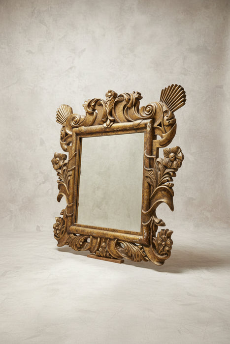 LARGE GOLD CARVED WOOD MIRROR