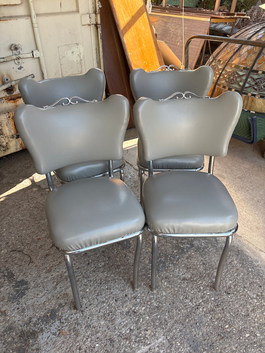 SET OF 4 GRAY 1950'S CHAIRS - AS FOUND
