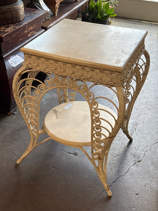 WHITE WICKER TABLE