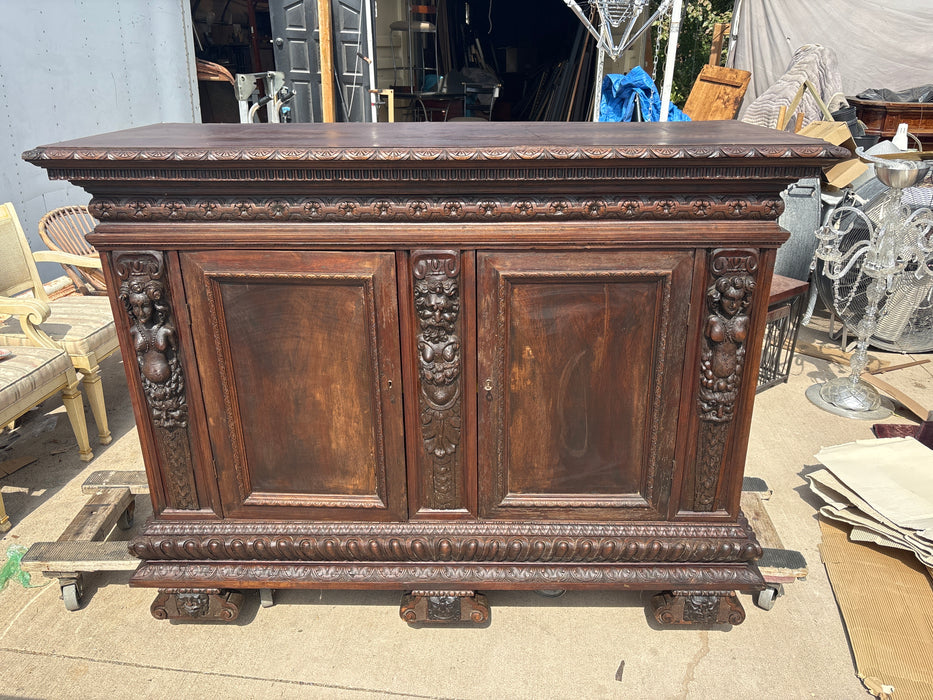 LARGE ITALIAN RENAISSANCE CARVED SERVER WITH MYTHOLOGICAL FIGURES