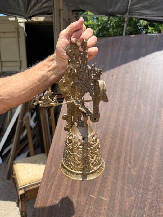 ORNATE PIERCED BRASS WALL MOUNTED BELL