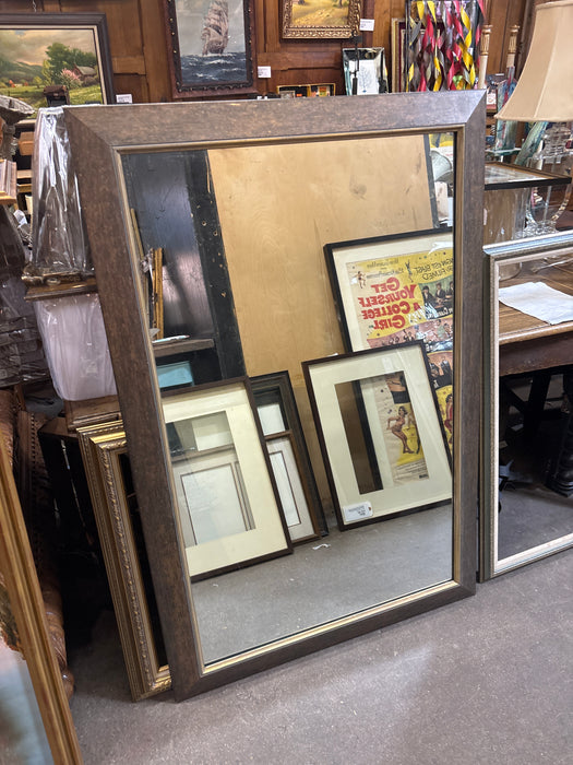 LARGE MODERN FRAMED DARK GOLD BEVELED MIRROR