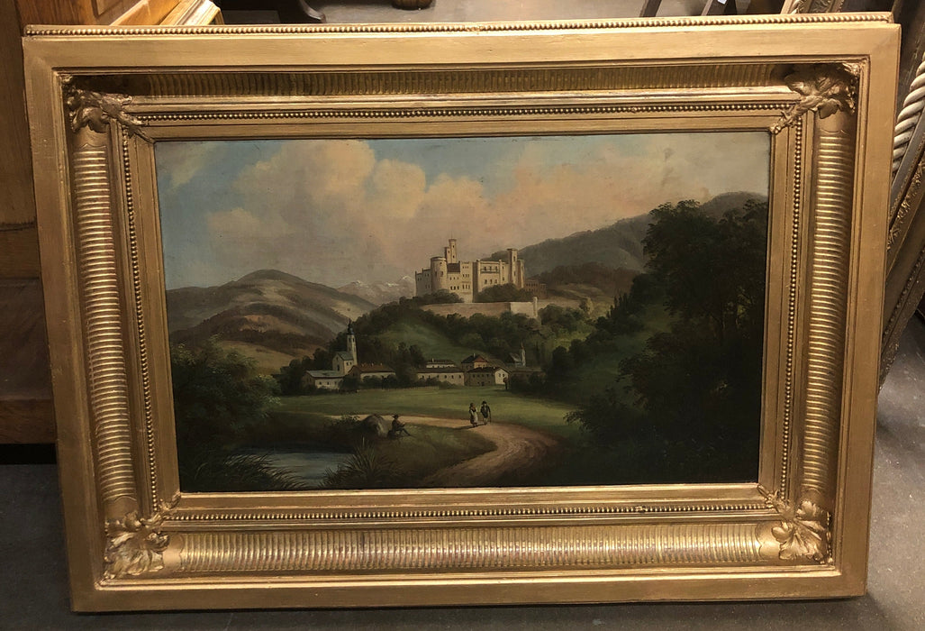 19TH CENTURY OIL PAINTING OF CASTLE