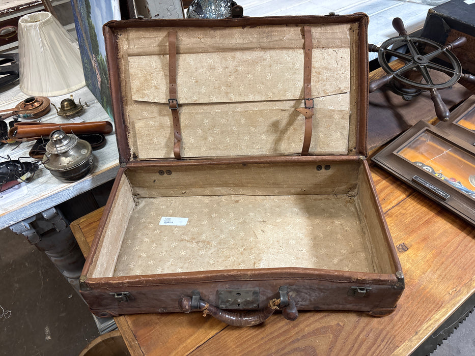 LEATHER SUITCASE - SIGNED CAM - AS FOUND