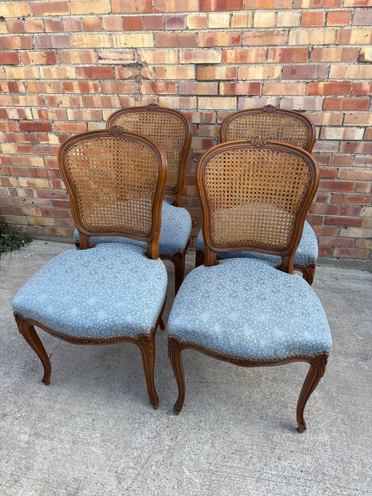 SET OF 4 LOUIS XV STYLE CANE BACK OAK CHAIRS