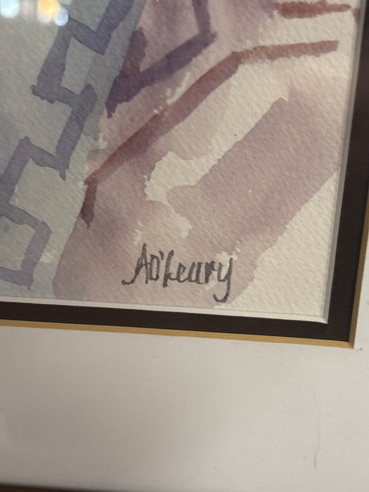 BLACK FRAMED WATERCOLOR OF MAN - SIGNED AO'LEARY
