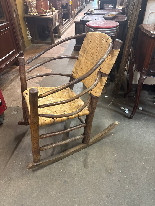 OLD HICKORY RUSTIC WOVEN BARK ROCKING CHAIR