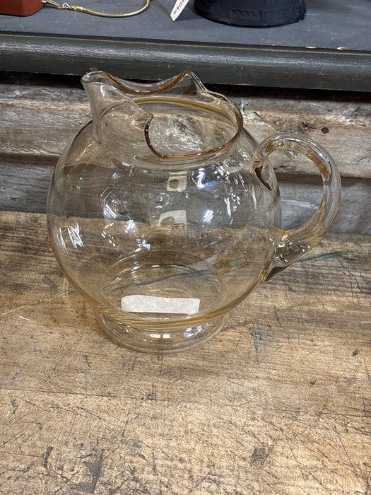 CLEAR BLOWN GLASS PITCHER