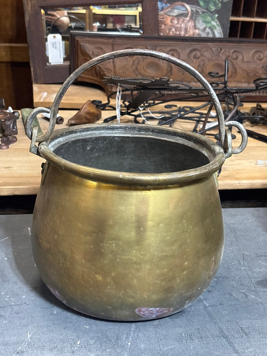 BRASS JAM POT WITH IRON HANDLE