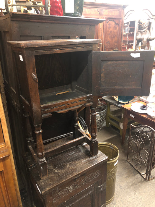 TUDOR CARVED 1 DOOR EARLY NIGHT STAND