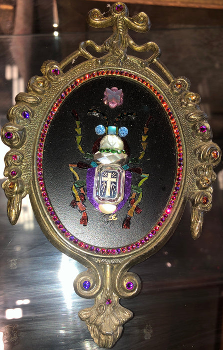 PAIR OF CASSEY EDMUNDS JEWELED SCARABS