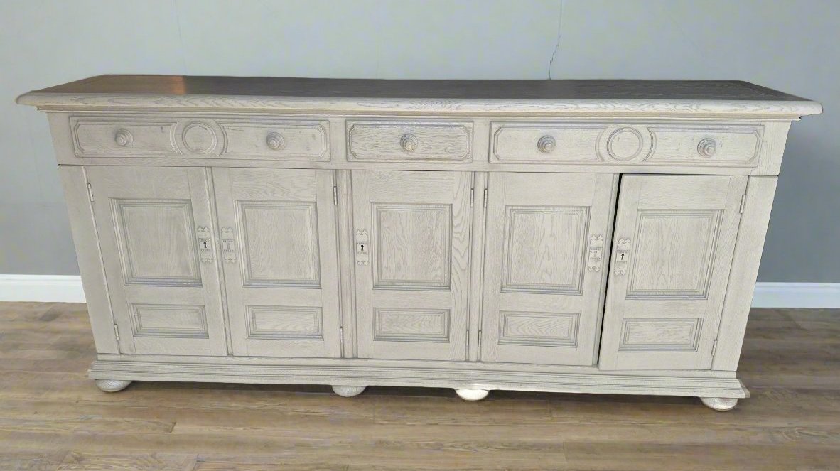 HUGE GRAY PAINTED OAK CABINET