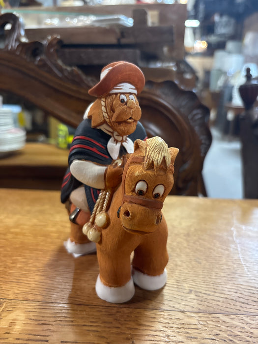 SPANISH POTTERY MAN RIDING A HORSE