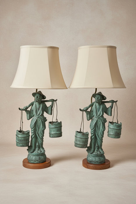 PAR OF CHINESE VINTAGE FIGURAL LAMPS