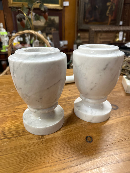 PAIR OF SMALL MARBLE VASES