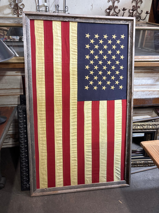 FRAMED VINTAGE AMERICAN FLAG WITH 48 STARS