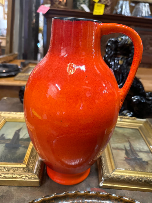 MODERN ORANGE OPEN MOUTH POTTERY JUG