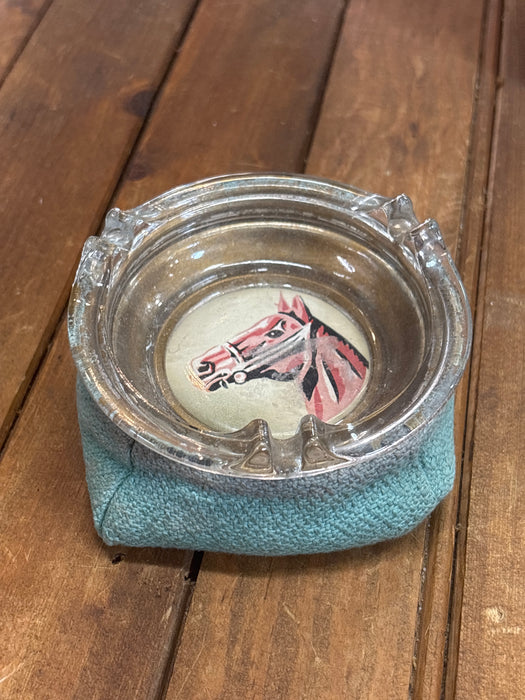 SMALL LIGHT BLUE HORSE ASHTRAY