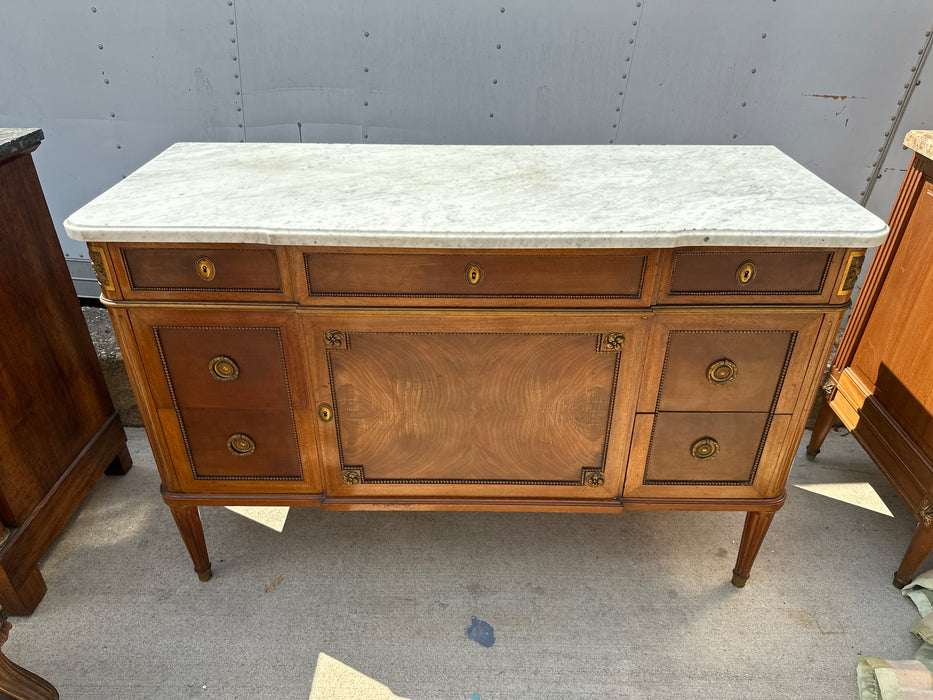 LOUIS XVI MARBLE TOP MAHOGANY COMMODE