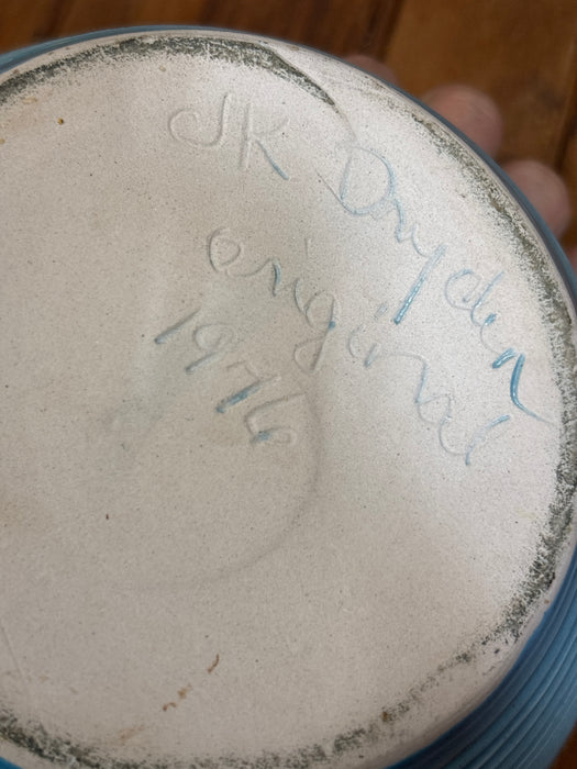 LIGHT BLUE 1976 HANDMADE POTTERY BOWL