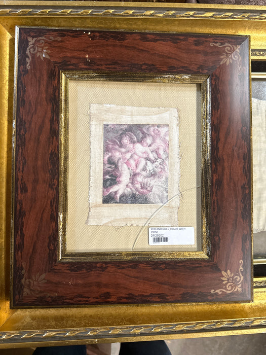 RED AND GOLD FRAME WITH PRINT
