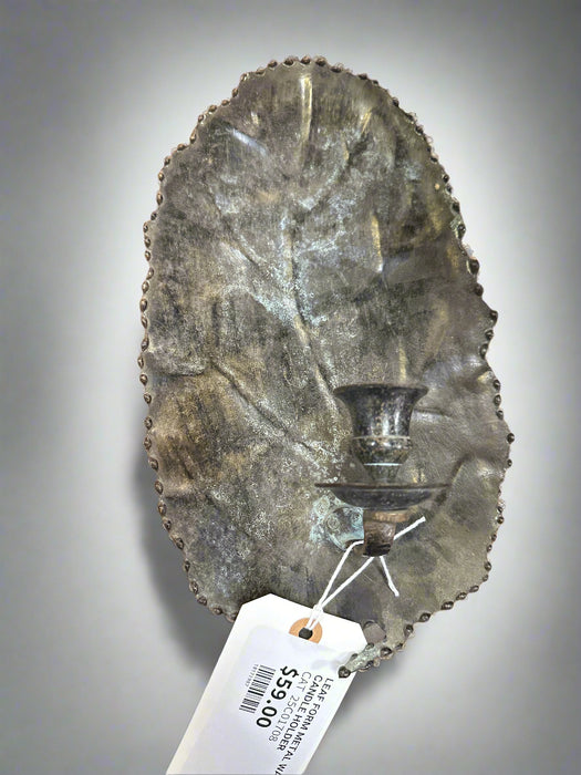 LEAF FORM METAL WALL CANDLE HOLDER