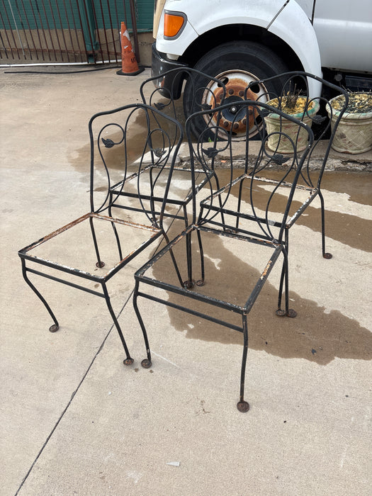 SET OF 4 WROUGHT IRON CHAIR FRAMES - NO SEATS