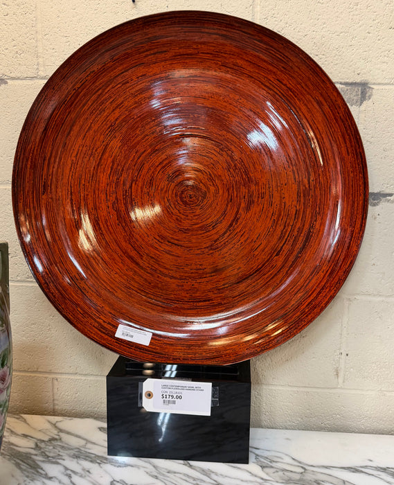 LARGE CONTEMPORARY BOWL WITH CUSTOM PLEXIGLASS HANGING STAND