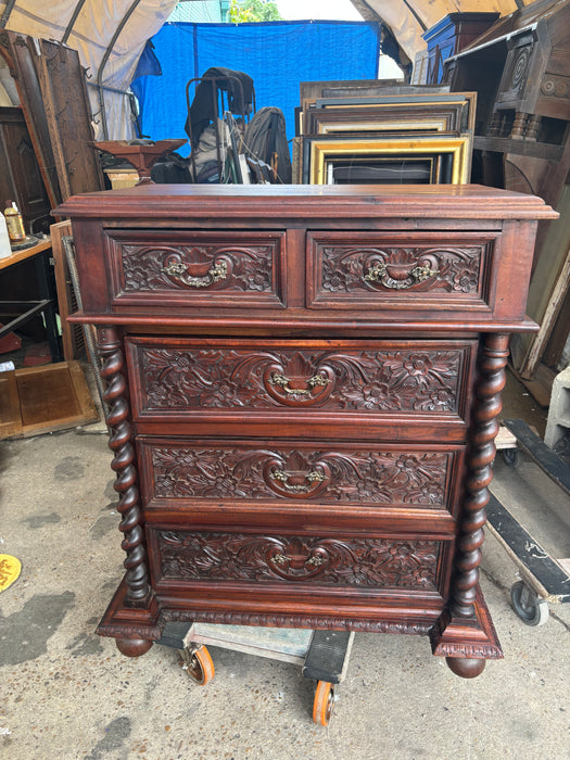 BARLEY TWIST 5 DRAWER CARVED CHEST